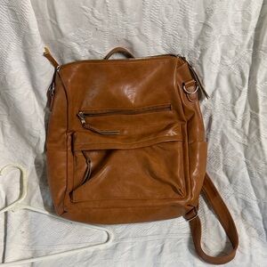 Brown Faux Leather Backpack